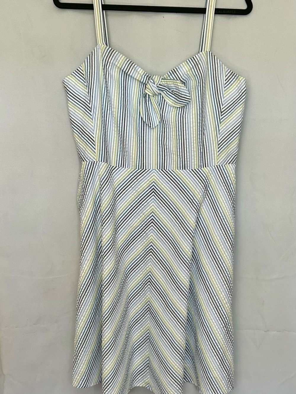 Draper James Seersucker Spaghetti Strap Brystol Striped 100% Cotton Dress Sz 10 - Picture 3 of 12